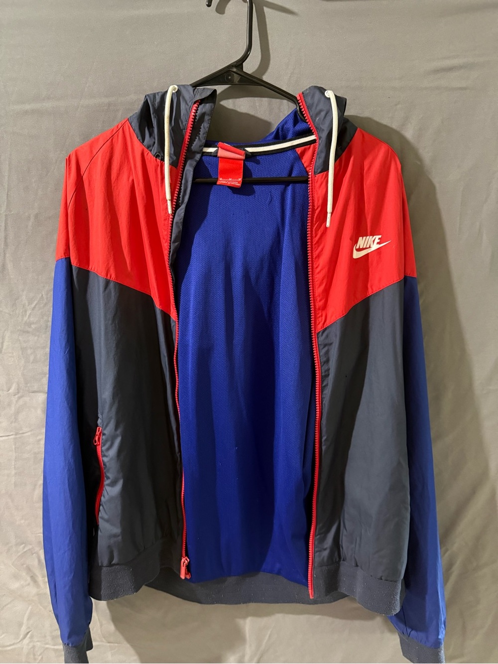 Nike Men's Red, Royal Blue & Navy Colorblock Windbreaker Jacket